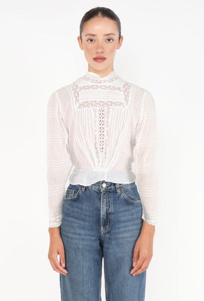 Antique Embroidered Cotton Blouse, 1920s - 1