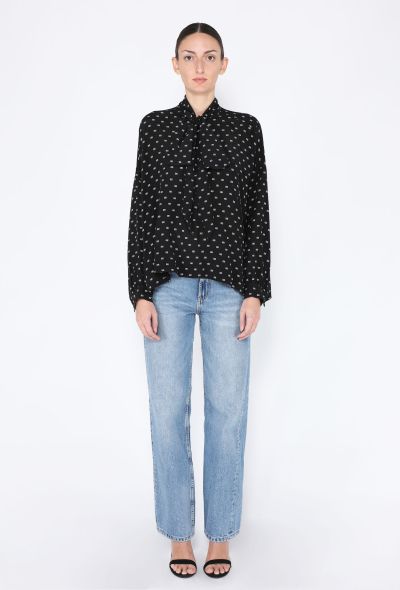 Balenciaga 2018 Silk 'BB' Logo Lavallière Blouse - 2