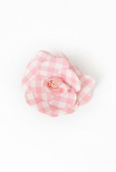 Chanel '90s Checkered Camélia Brooch - 1