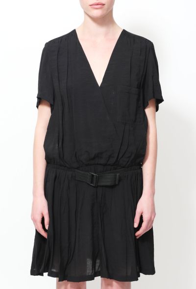 Balenciaga V-Neck Belted Cotton Dress - 2