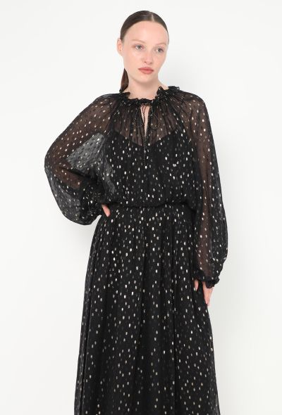 Oscar De La Renta Vintage Ruffled Lamé Chiffon Dress - 2