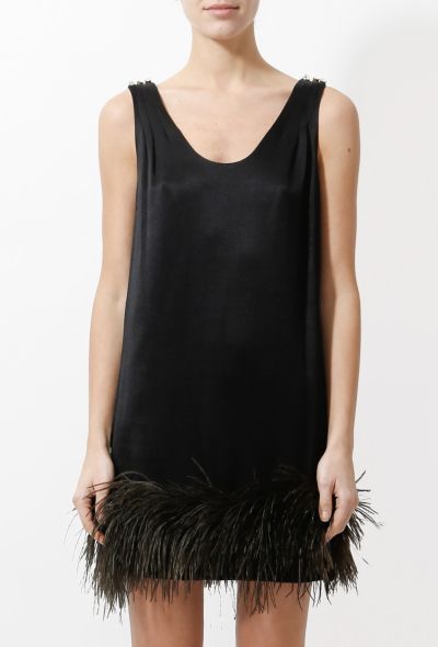 Satin Feather Trim Jacket and Dress Ensemble - 2