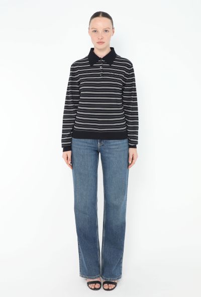 Miu Miu 2024 Striped Logo Polo Top Navy - 2