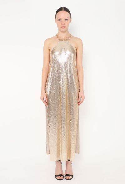 Plunging Chainmail Halter Dress - 2