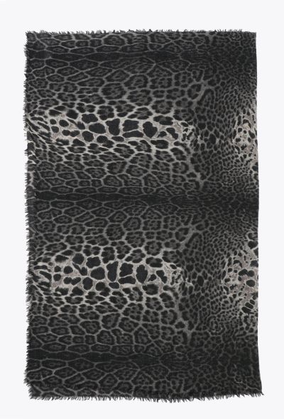 Saint Laurent Frayed Leopard Print Scarf - 1