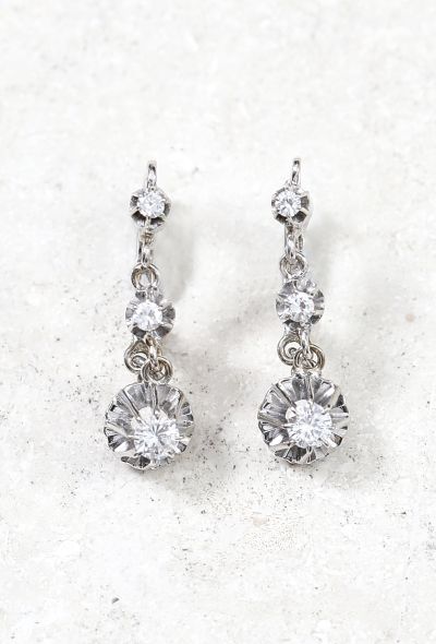 Vintage & Antique 18k Gold & Diamond Art Deco Pendant Earrings - 1