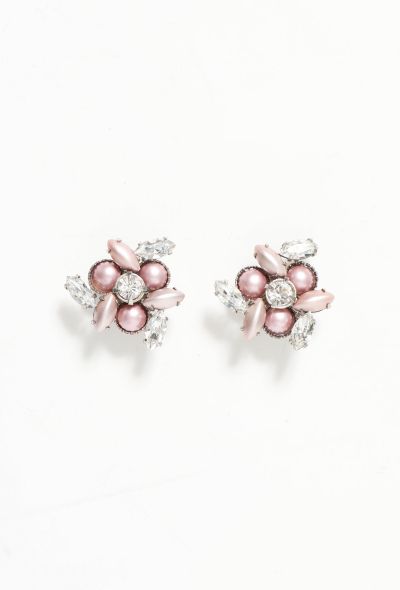Miu Miu Resort 2012 Strass Clip Earrings - Iridescent light pink stone - 1