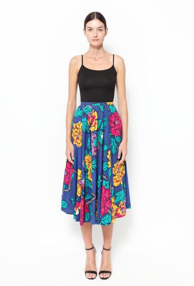 Exquisite Vintage Perry Ellis '80s Floral Cotton Skirt - 1