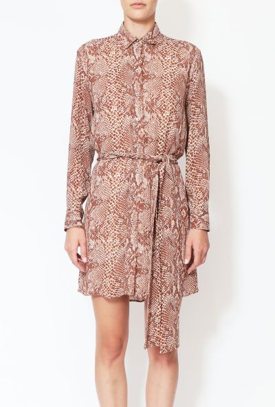 Saint Laurent 2016 Snake Print Belted Crêpe Dress - 1