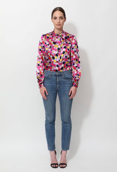 Givenchy 80s Graphic Lavallière Silk Blouse - 1