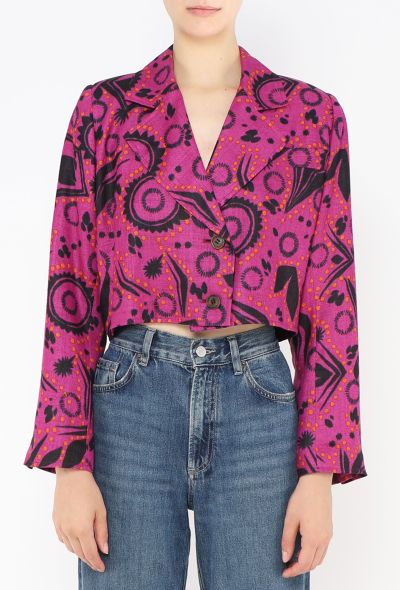 Saint Laurent '80s Abstract Linen Jacket - 1