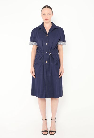 Céline '70s Belted Poplin Gingham Dress - 2