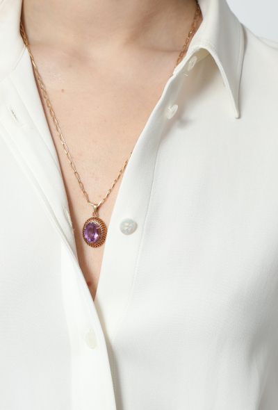 Vintage Fine Jewelry 18k Gold & Amethyst Pendant - 2