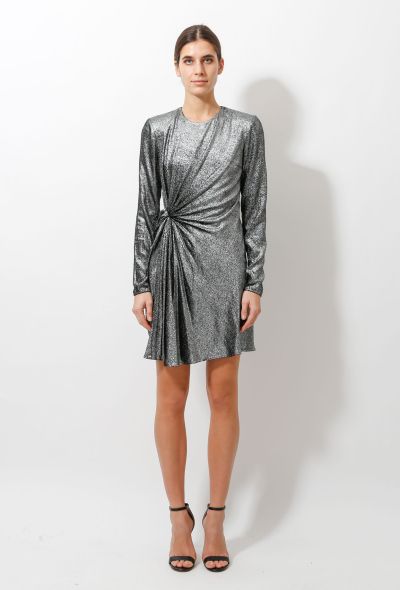 Saint Laurent 2018 Silver Lamè Draped Dress - 1