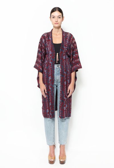 World Treasures Authentic Ombré Leaf Print Kimono - 2