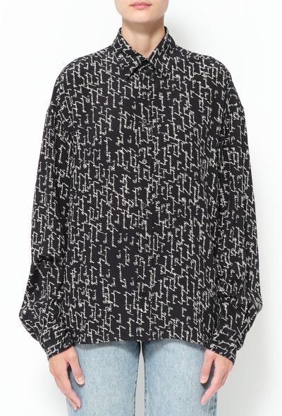 Givenchy Scripted Silk Blouse Black - 1