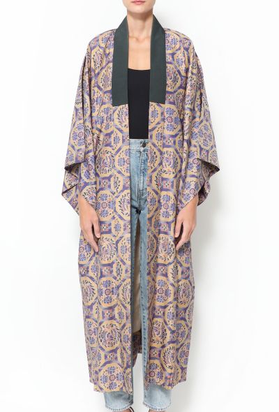 World Treasures Authentic Geometric Floral Kimono - 2