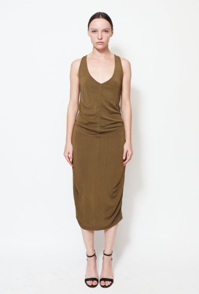 Alaïa 90s Khaki Ruched Dress - 1