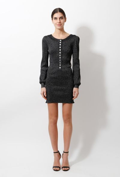 Azzaro Silver Lurex Knit Strass Dress - 2