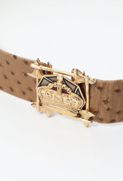 Dior 70s Ostrich Leather Pendant Buckle Belt - 2