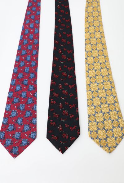 Hermès Trio of Vintage Ties blue, red, black & yellow - 2