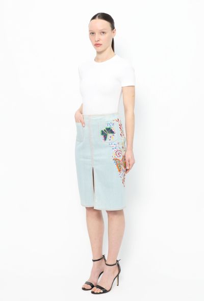 Dior 2002 Butterfly Embellished Denim Skirt - 1