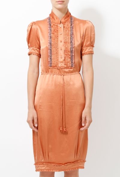 Saint Laurent Fringe Trim Satin Dress - 2