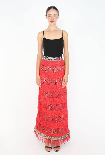 VOYAGE Fringed Maxi Skirt, 1990s - 2