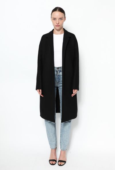 The Row Timeless Wool Crombie Coat Black - 1