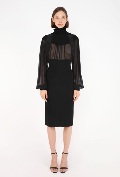 Gianfranco Ferré Chiffon Ribbed Dress, 1990s - 2