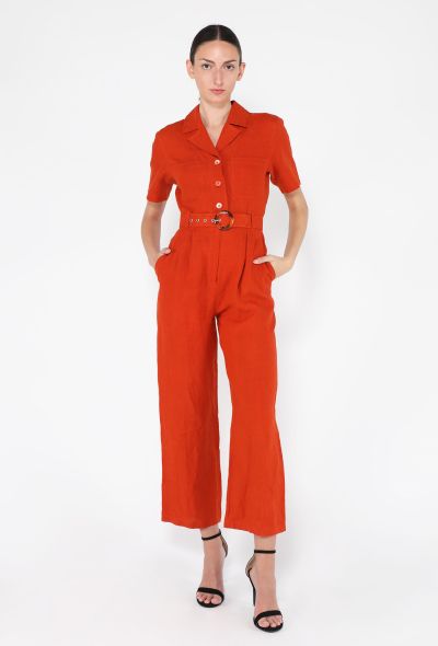 Saint Laurent Belted Linen Jumpsuit, 1990s - 2
