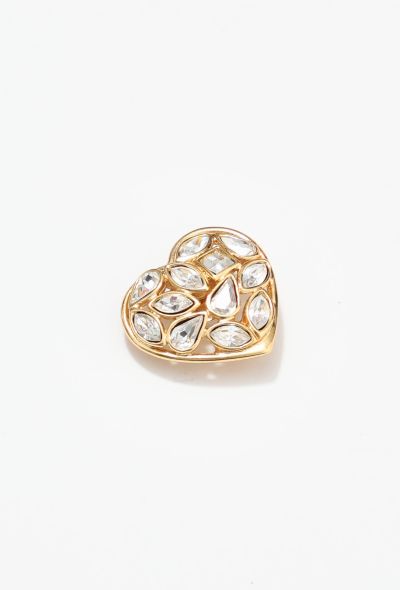 Saint Laurent Vintage Embellished Faceted Heart Pin - 2
