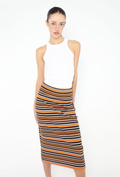 Prada Striped Ribbed Logo Skirt - 2