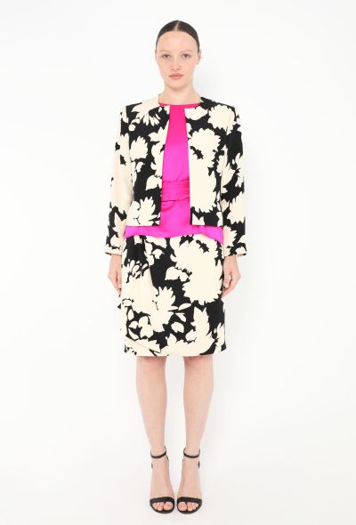 Saint Laurent Couture S/S 1991 Belted Floral Wrap Ensemble - 1