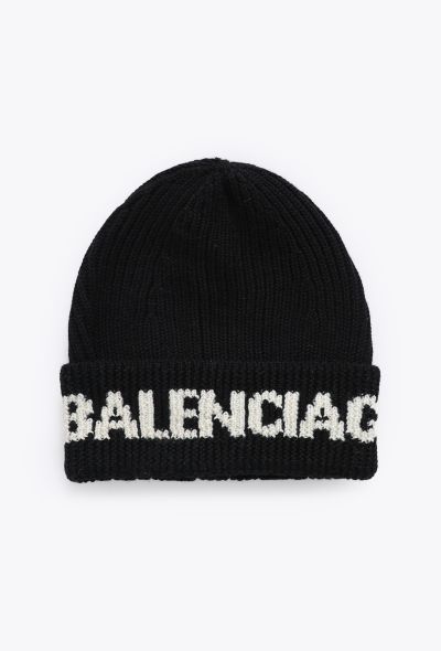 Balenciaga 2021 Ribbed Knit Logo Beanie - 1