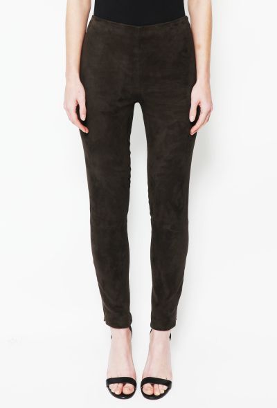 The Row Khaki 'Moto' Suede Trousers - 2
