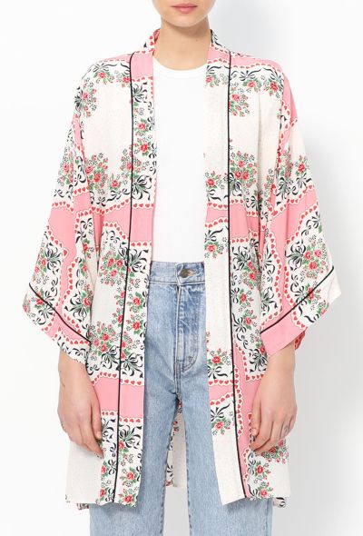 Rodarte 2020 Floral Belted Silk Kimono - 1