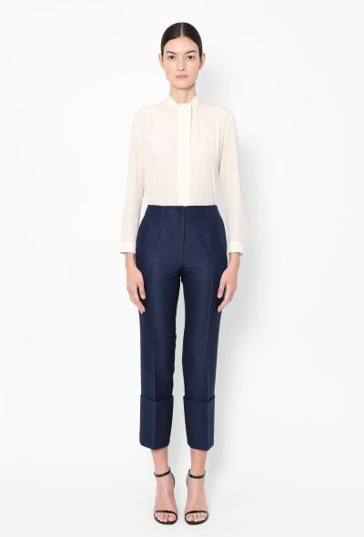 Céline Navy Crepe Cuffed Trousers - 1