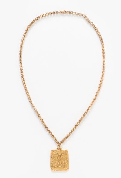 Saint Laurent Vintage Hammered Logo Sautoir - 1