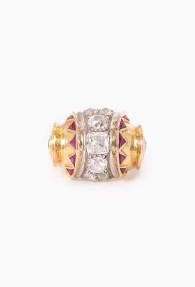 Vintage Fine Jewelry 18k Yellow Gold, Diamond & Ruby Ring - 1