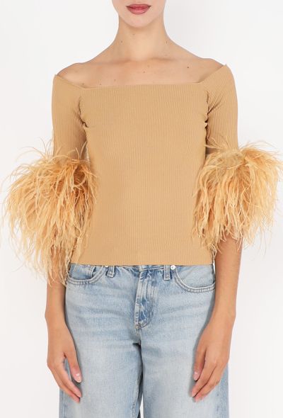 Saint Laurent Ostrich Feather Ribbed Top, S/S 2021 - 1