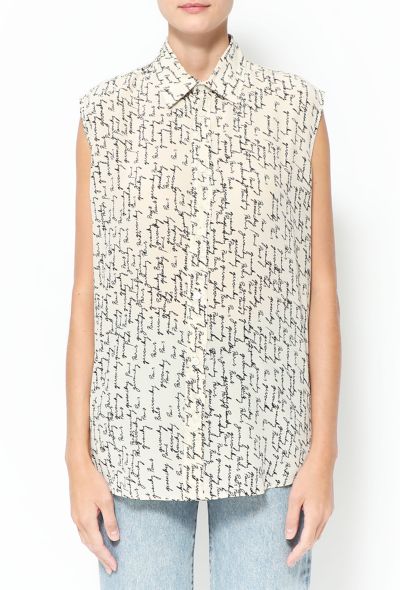 Givenchy Scripted Silk Ivory Shirt - 1