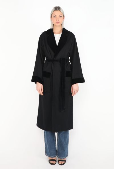 Saint Laurent Late '70s Velvet Trim Belted Coat - 1