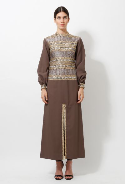 Vintage Metallic Embroidered Dress - 1