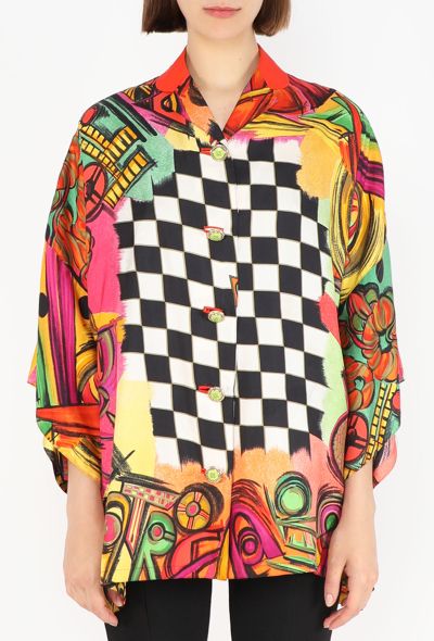 Gianni Versace Pop-Art Graphic Silk Blouse, S/S 1991 - 1