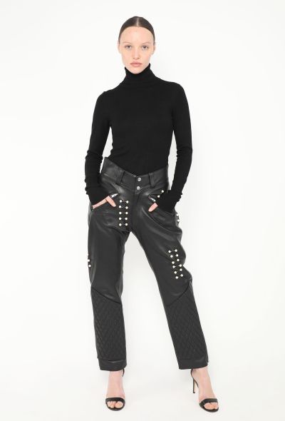 Rodarte S/S 2018 Quilted Pearl Leather Pants - 1