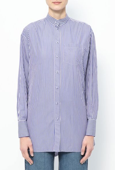 Valentino Collarless Striped Cotton Tunic - 1