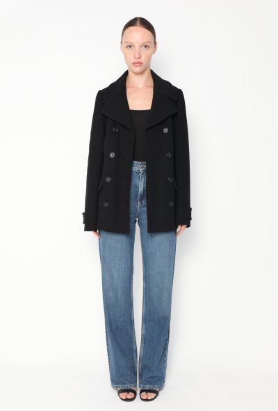 Prada Black Double-Breasted Wool Peacoat - 2