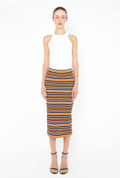 Prada Striped Ribbed Logo Skirt - 1