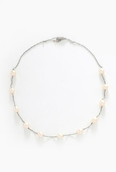 Vintage Fine Jewelry 1930s 18k White Gold & Pearl Necklace - 1
